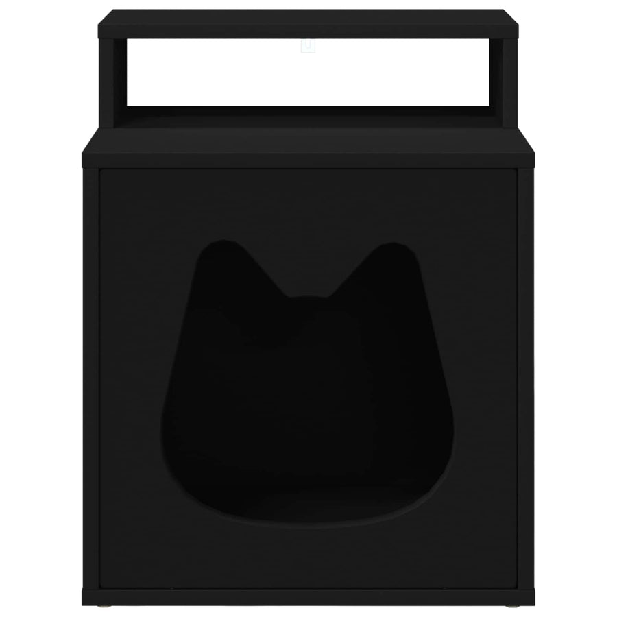 Kattenhuis Zwart 42,5 x 40 x 53,5 cm Bewerkt hout