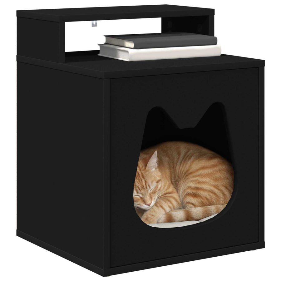 Kattenhuis Zwart 42,5 x 40 x 53,5 cm Bewerkt hout