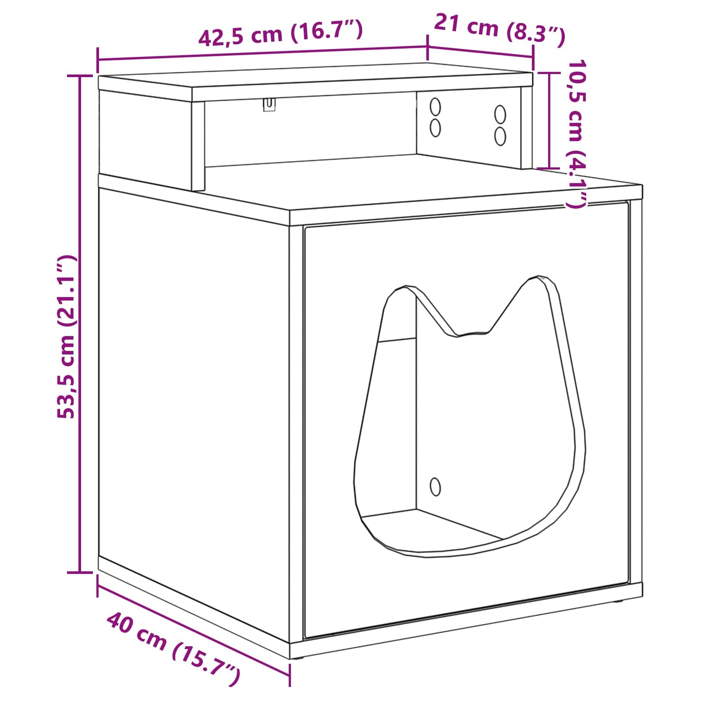 Kattenhuis Sonoma 42,5 x 40 x 53,5 cm Bewerkt hout