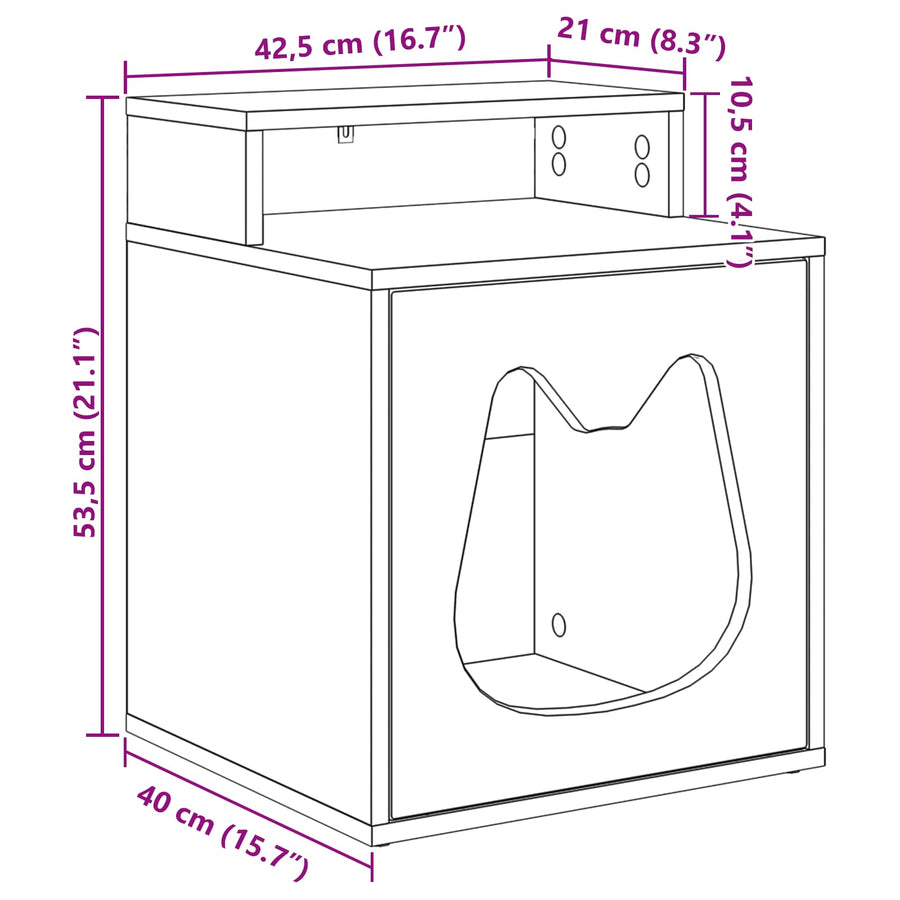 Kattenhuis Sonoma 42,5 x 40 x 53,5 cm Bewerkt hout