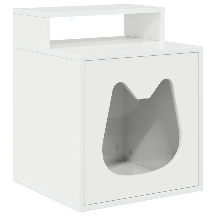 Kattenhuis Glanzend Wit 42,5 x 40 x 53,5 cm Bewerkt hout