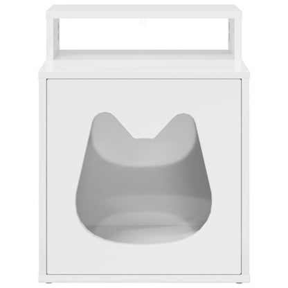 Kattenhuis Glanzend Wit 42,5 x 40 x 53,5 cm Bewerkt hout