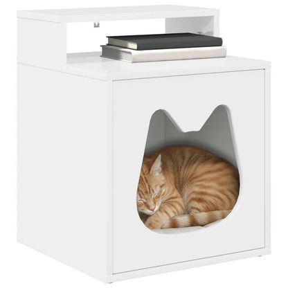 Kattenhuis Glanzend Wit 42,5 x 40 x 53,5 cm Bewerkt hout