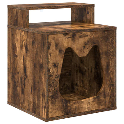Kattenhuis Gerookt eiken 42,5 x 40 x 53,5 cm Bewerkt hout