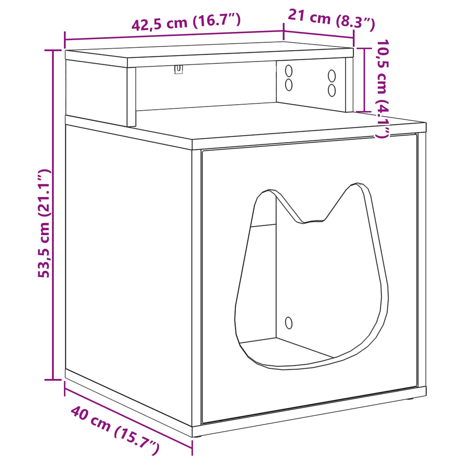 Kattenhuis Grijs Sonoma 42,5 x 40 x 53,5 cm Bewerkt hout