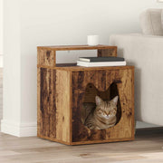 Kattenhuis 42,5x40x53,5 cm bewerkt hout oudhout