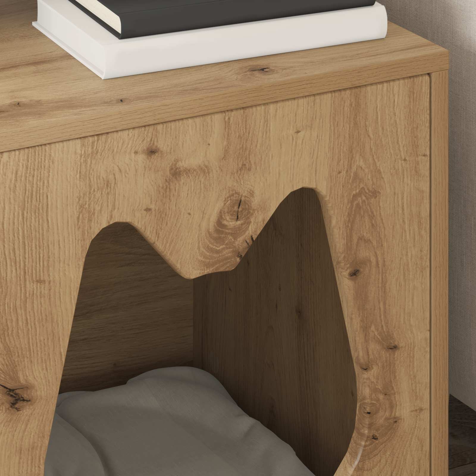 Kattenhuis Ambachtelijk eiken 42,5 x 40 x 53,5 cm Bewerkt hout