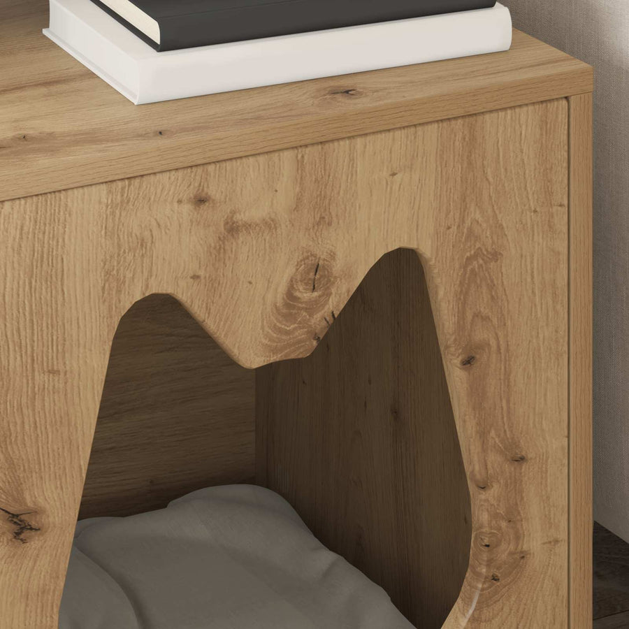 Kattenhuis Ambachtelijk eiken 42,5 x 40 x 53,5 cm Bewerkt hout