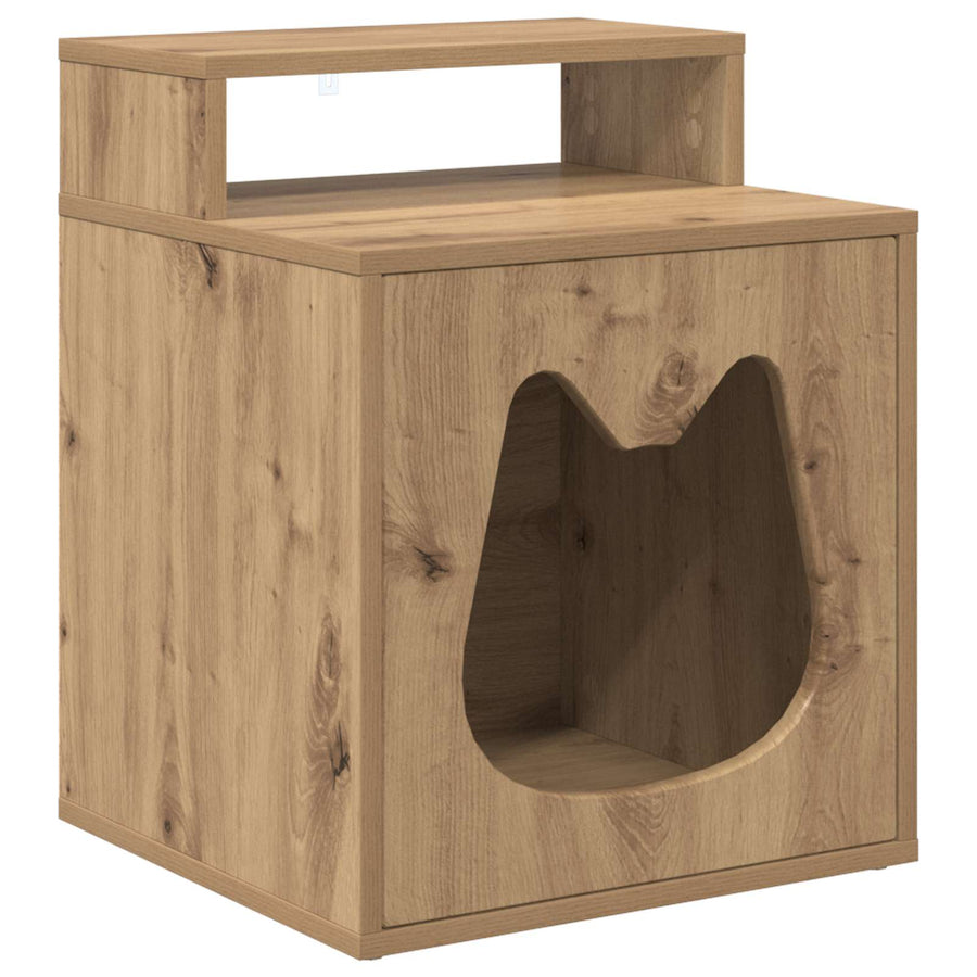 Kattenhuis Ambachtelijk eiken 42,5 x 40 x 53,5 cm Bewerkt hout