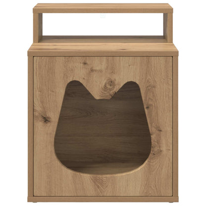 Kattenhuis Ambachtelijk eiken 42,5 x 40 x 53,5 cm Bewerkt hout