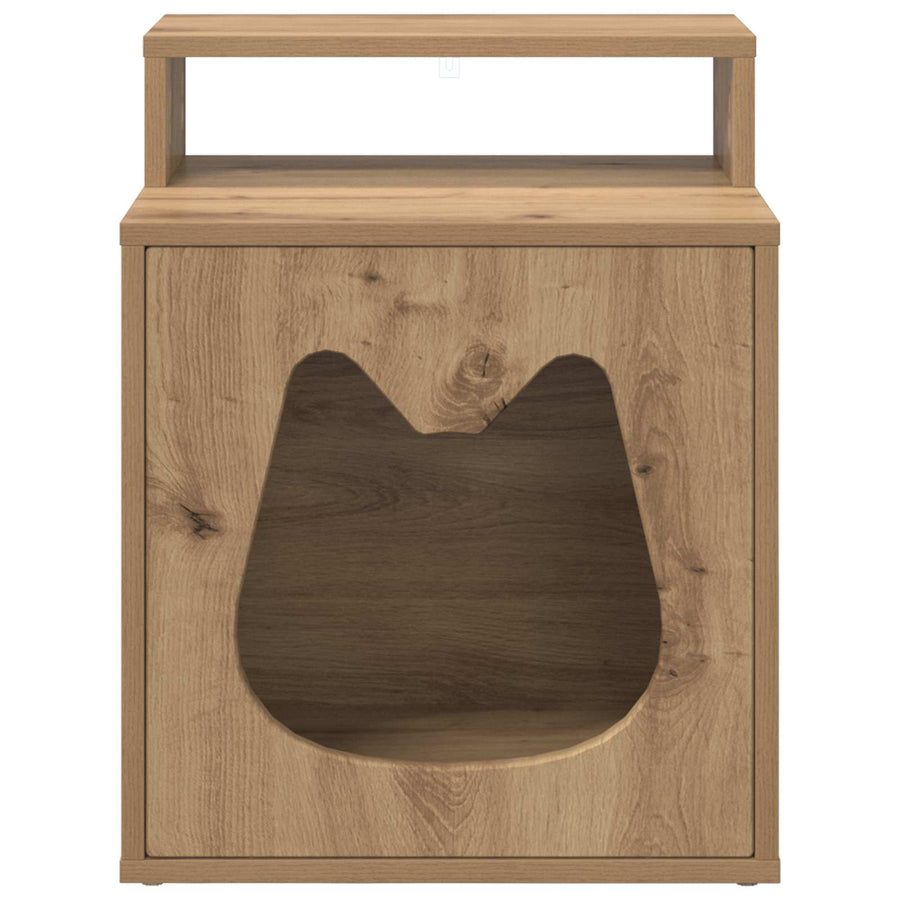 Kattenhuis Ambachtelijk eiken 42,5 x 40 x 53,5 cm Bewerkt hout