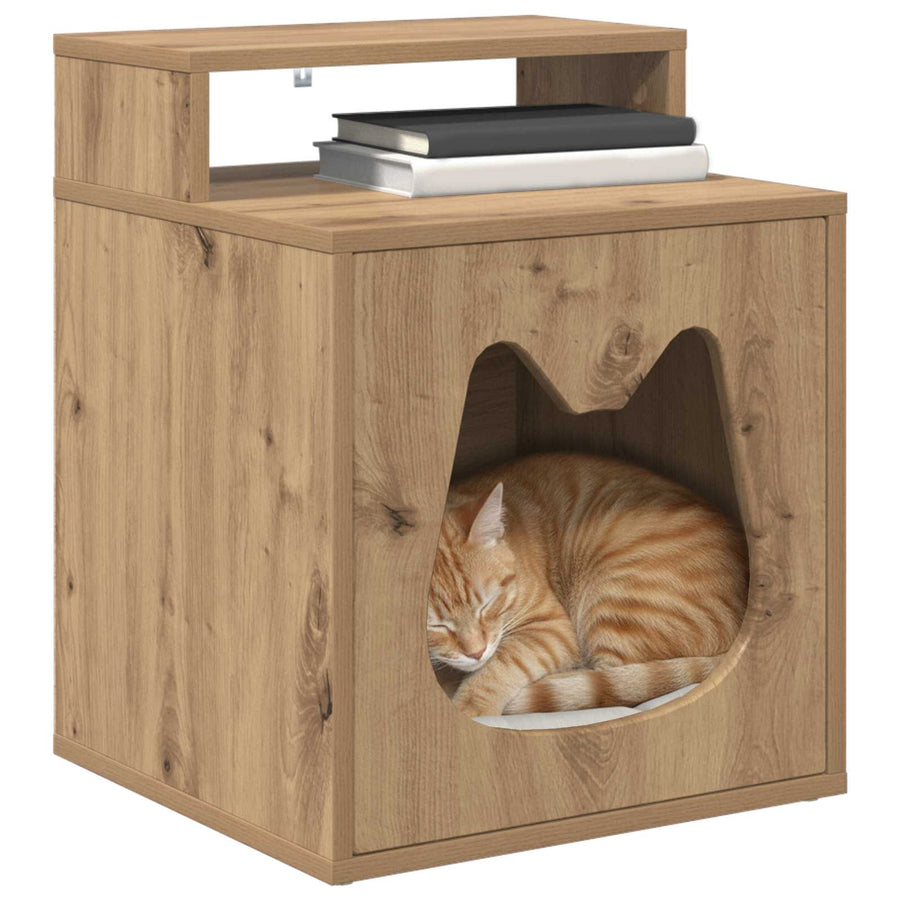 Kattenhuis Ambachtelijk eiken 42,5 x 40 x 53,5 cm Bewerkt hout