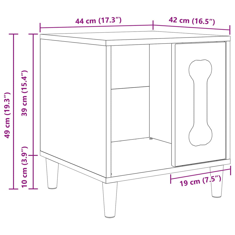 Hondenhuis Sonoma 44 X 42 X 49 Cm Bewerkt Hout Sonoma eiken