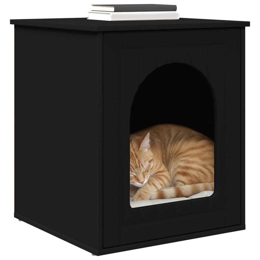 Kattenhuis Zwart 53 x 52 x 62 cm Bewerkt hout