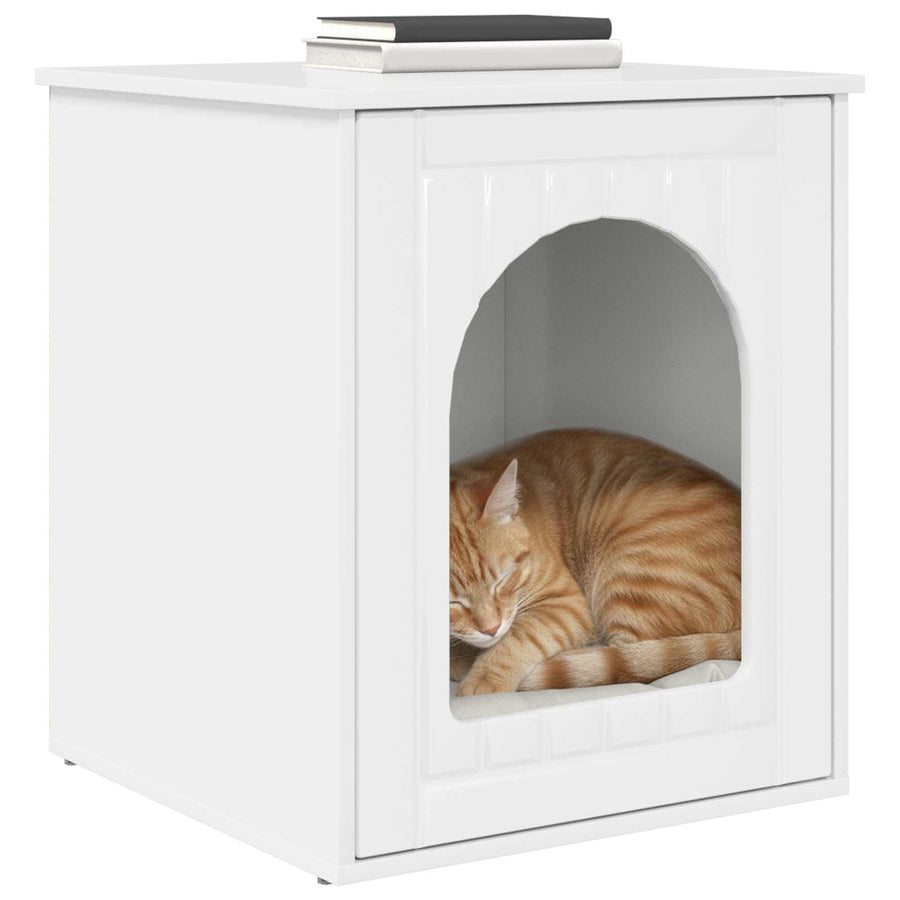 Kattenhuis Glanzend Wit 53 x 52 x 62 cm Bewerkt hout