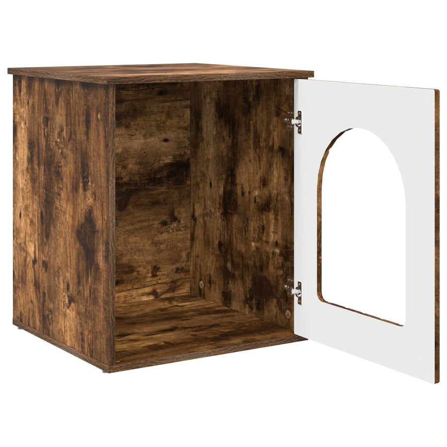 Kattenhuis Gerookt eiken 53 x 52 x 62 cm Bewerkt hout