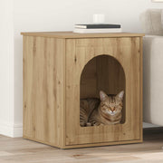Kattenhuis 53x52x62 cm bewerkt hout ambachtelijk eiken