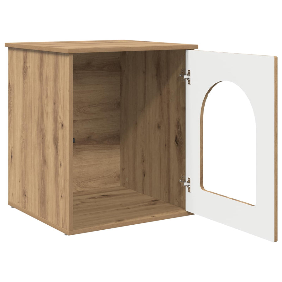 Kattenhuis Ambachtelijk eiken 53 x 52 x 62 cm Bewerkt hout