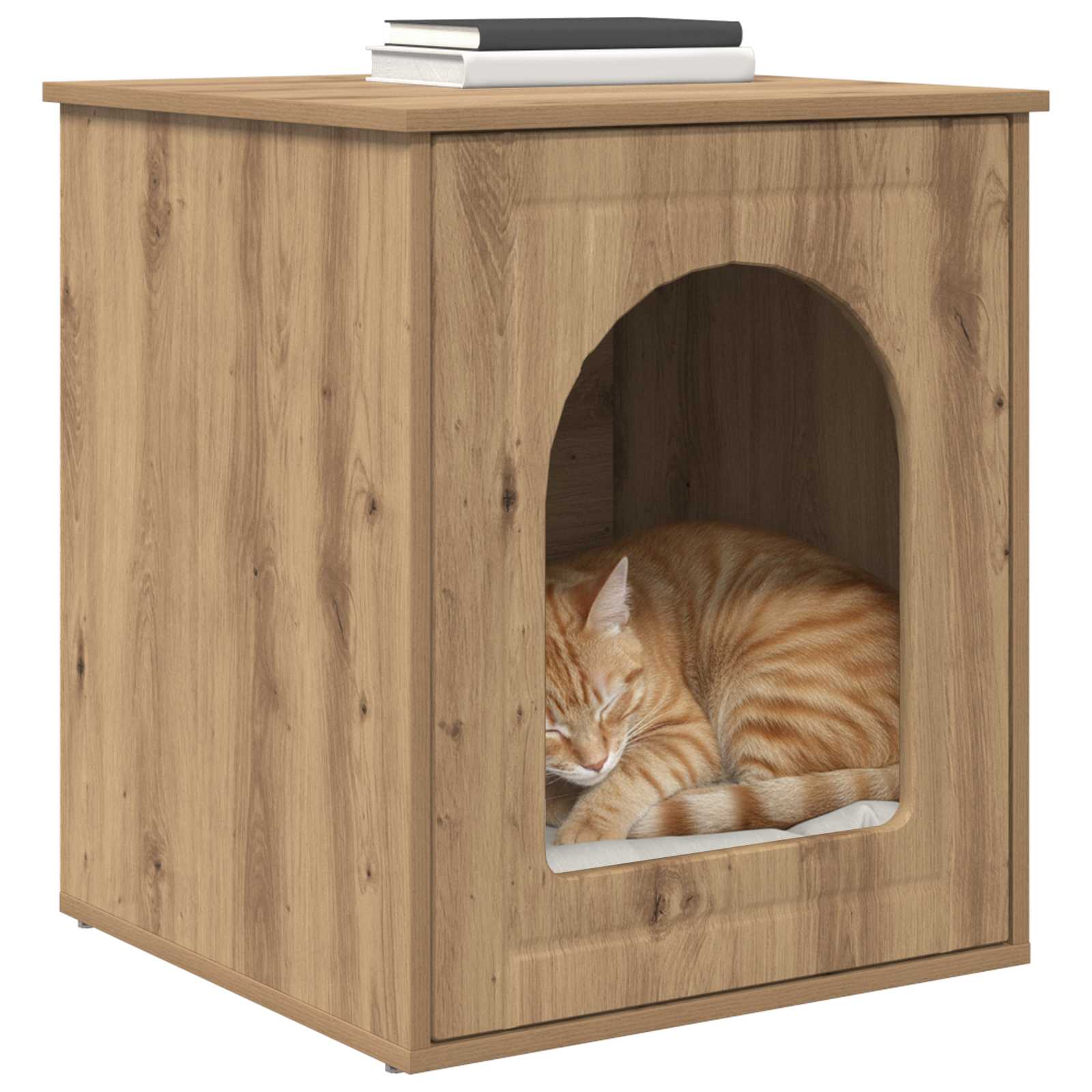 Kattenhuis Ambachtelijk eiken 53 x 52 x 62 cm Bewerkt hout