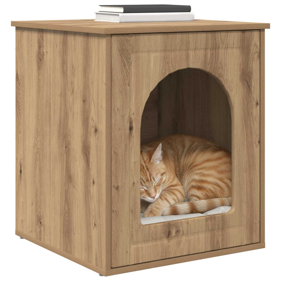 Kattenhuis Ambachtelijk eiken 53 x 52 x 62 cm Bewerkt hout
