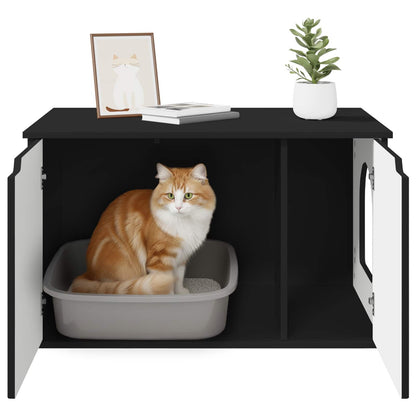 Kattenhuis Zwart 85 x 55 x 53,5 cm Bewerkt hout