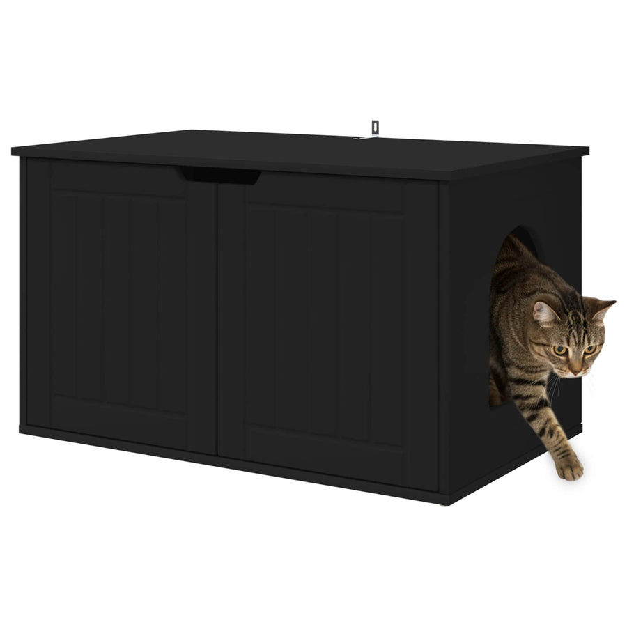 Kattenhuis Zwart 85 x 55 x 53,5 cm Bewerkt hout