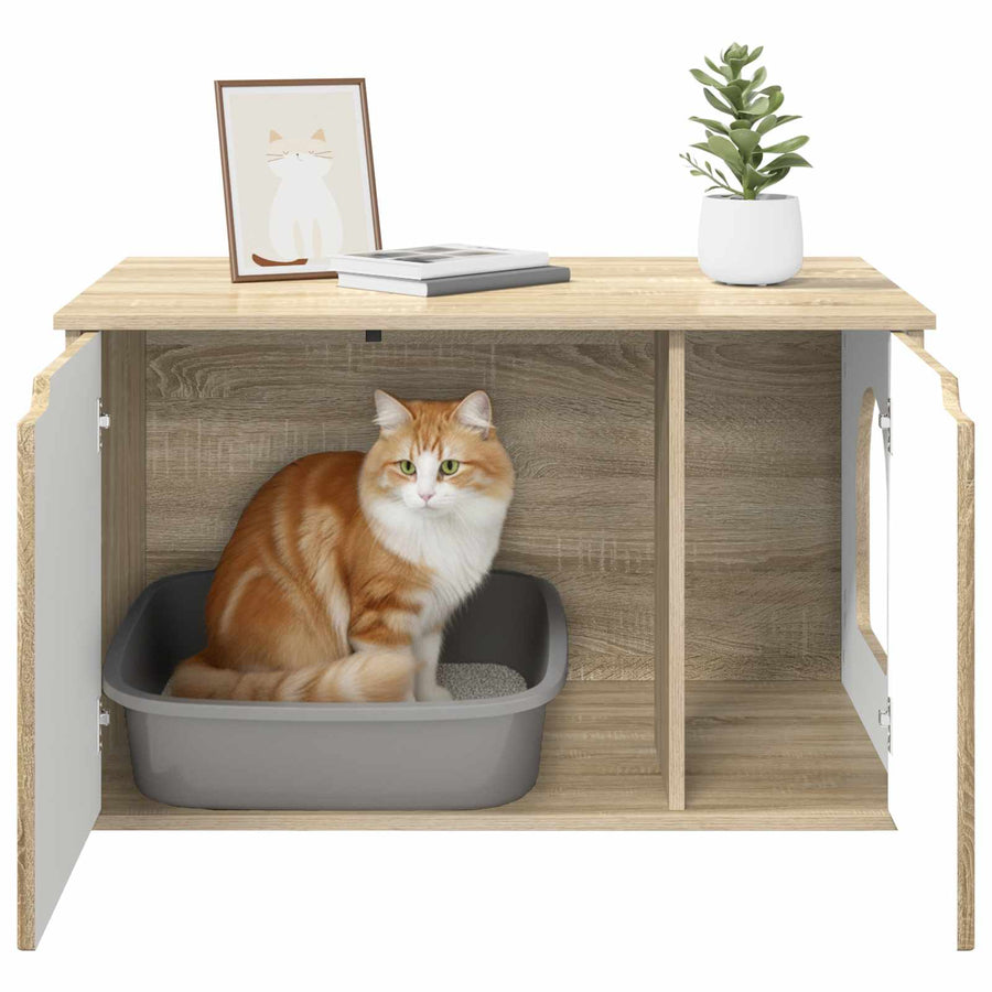Kattenhuis Sonoma 85 x 55 x 53,5 cm Bewerkt hout
