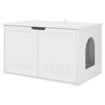 Kattenhuis Glanzend Wit 85 x 55 x 53,5 cm Bewerkt hout