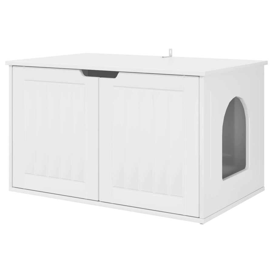 Kattenhuis Glanzend Wit 85 x 55 x 53,5 cm Bewerkt hout