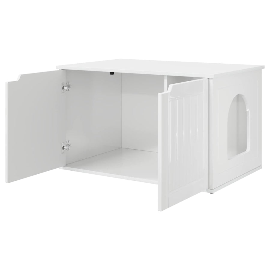 Kattenhuis Glanzend Wit 85 x 55 x 53,5 cm Bewerkt hout