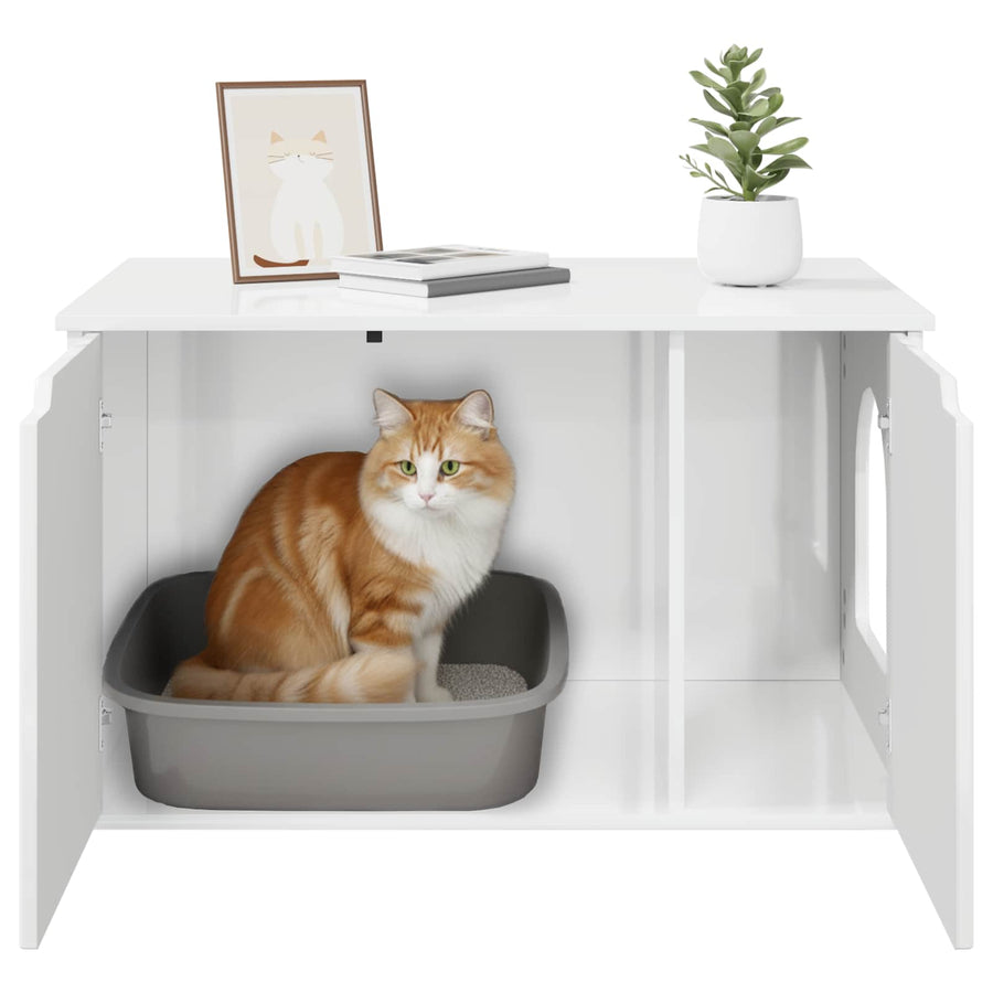 Kattenhuis Glanzend Wit 85 x 55 x 53,5 cm Bewerkt hout