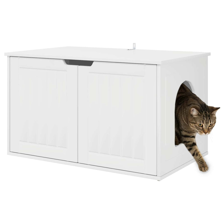 Kattenhuis Glanzend Wit 85 x 55 x 53,5 cm Bewerkt hout