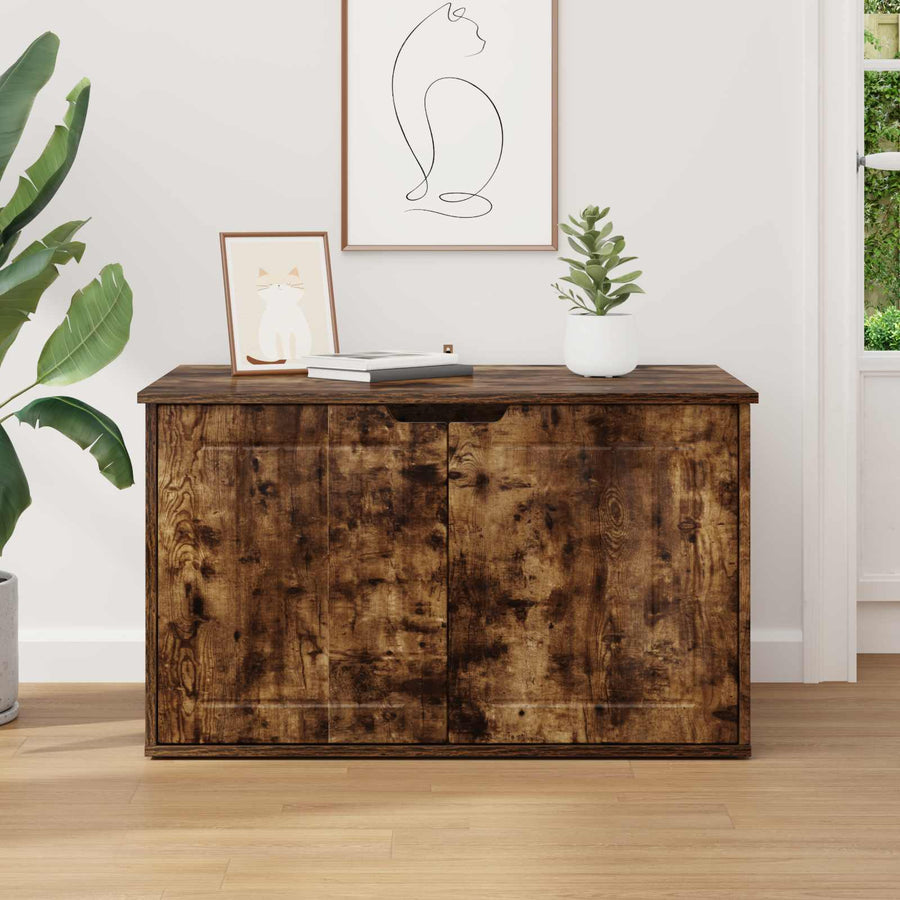 Kattenhuis Gerookt eiken 85 x 55 x 53,5 cm Bewerkt hout