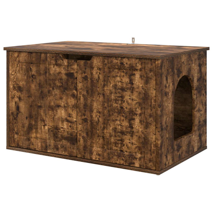 Kattenhuis Gerookt eiken 85 x 55 x 53,5 cm Bewerkt hout