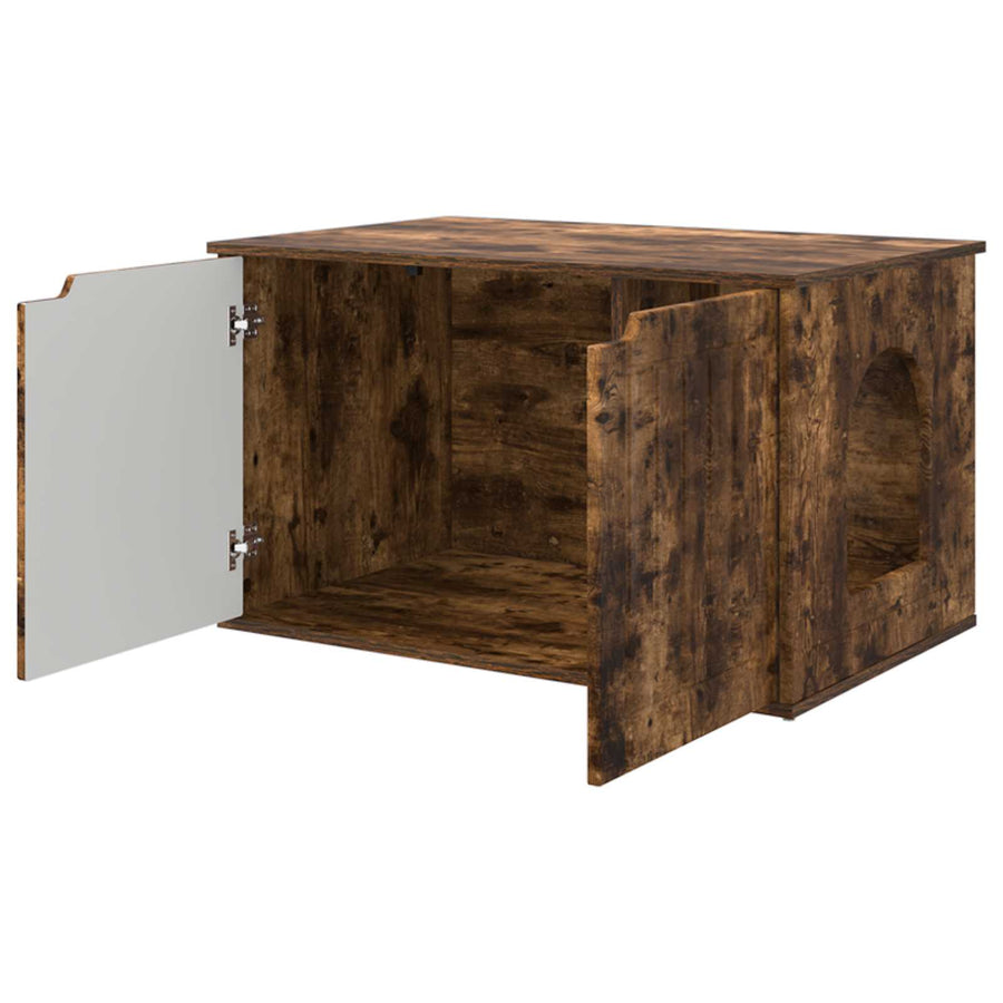 Kattenhuis Gerookt eiken 85 x 55 x 53,5 cm Bewerkt hout