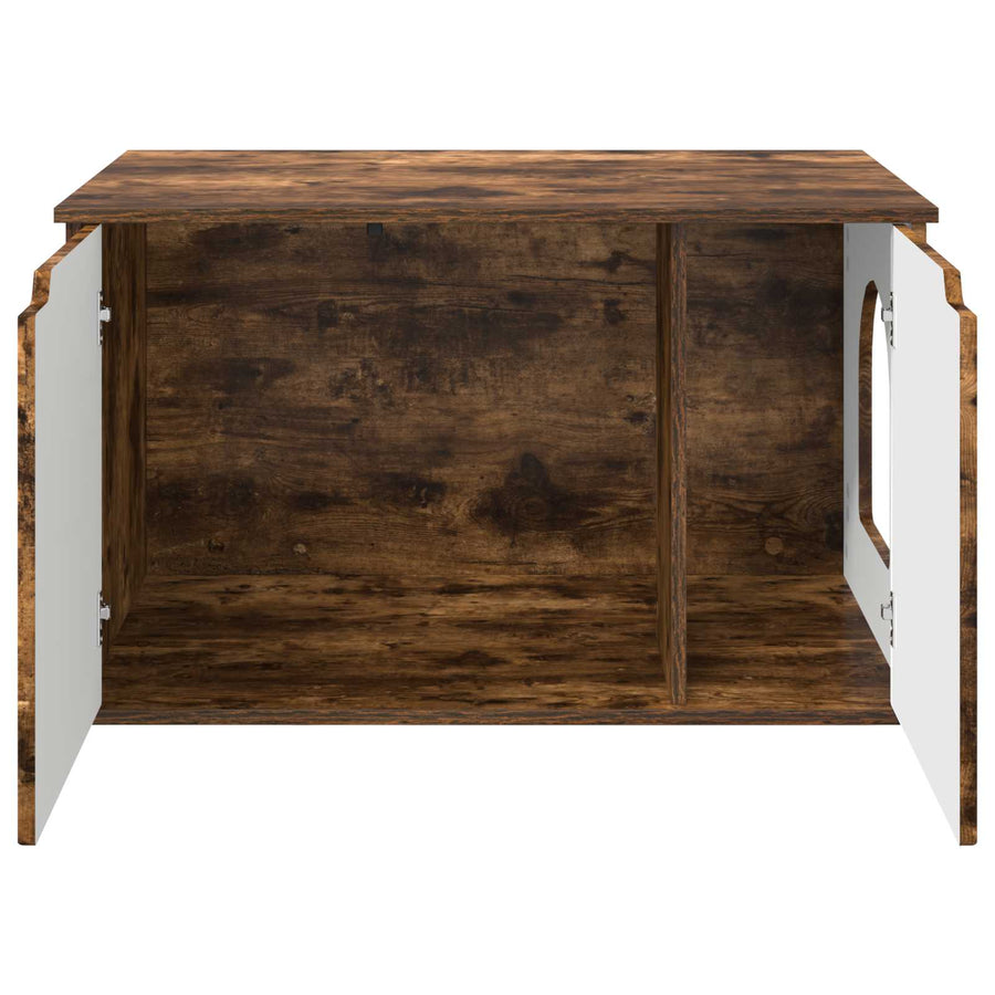 Kattenhuis Gerookt eiken 85 x 55 x 53,5 cm Bewerkt hout