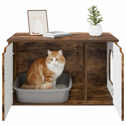 Kattenhuis Gerookt eiken 85 x 55 x 53,5 cm Bewerkt hout