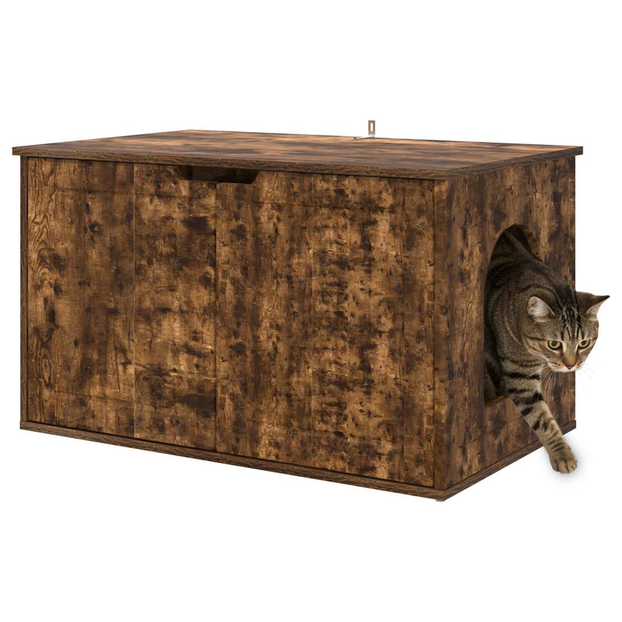 Kattenhuis Gerookt eiken 85 x 55 x 53,5 cm Bewerkt hout