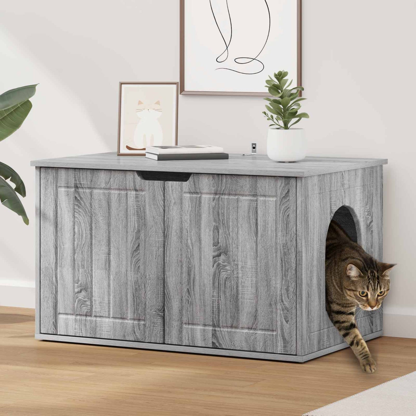 Kattenhuis Grijs Sonoma 85 x 55 x 53,5 cm Bewerkt hout