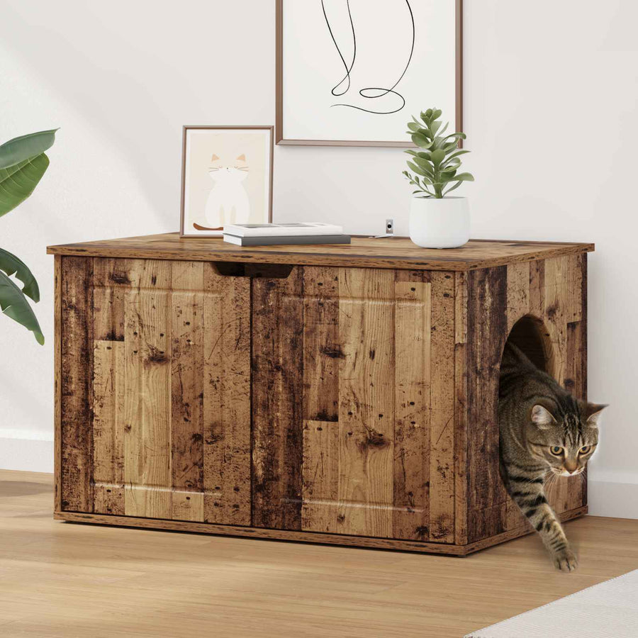 Kattenhuis Oudhout 85 x 55 x 53,5 cm Bewerkt hout
