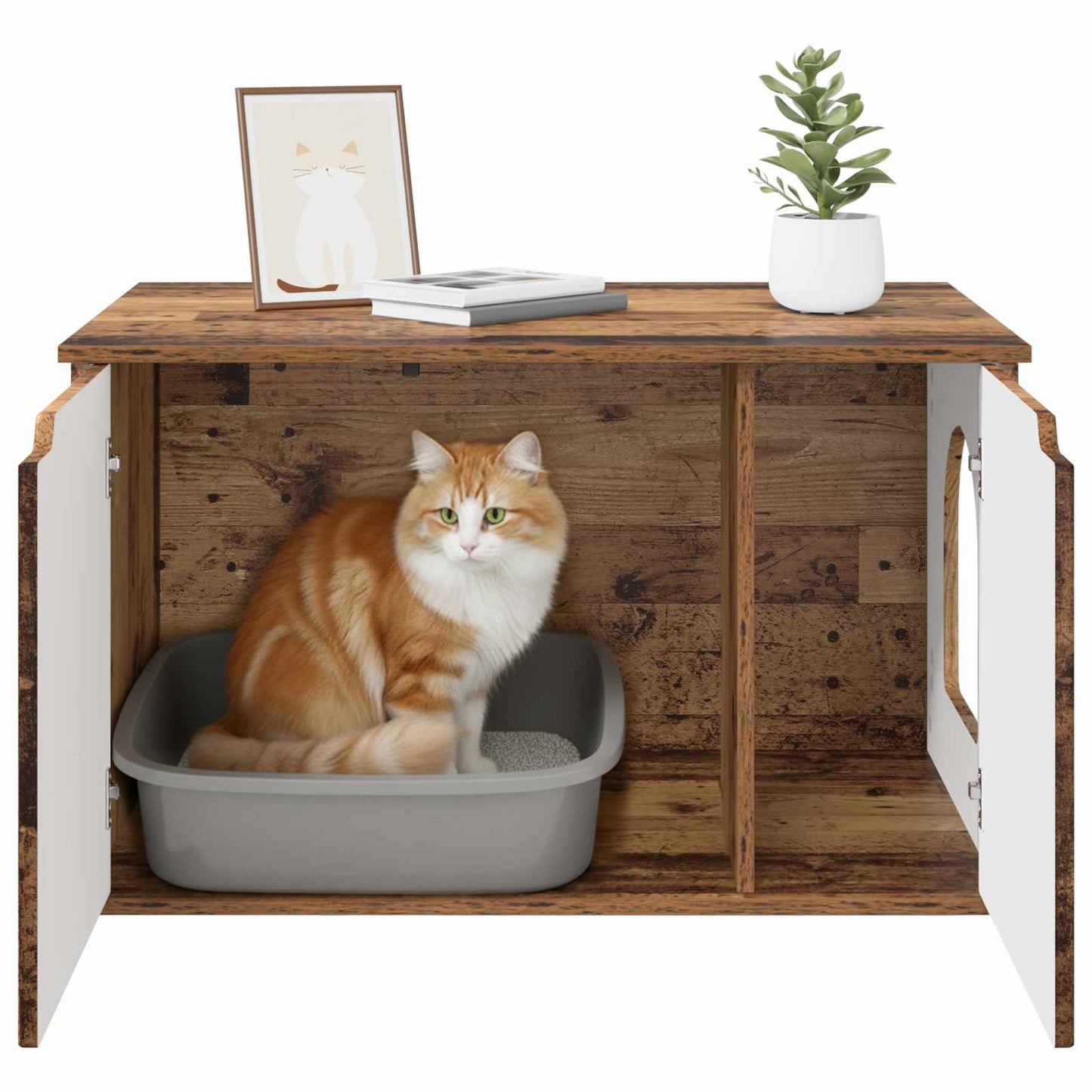 Kattenhuis Oudhout 85 x 55 x 53,5 cm Bewerkt hout
