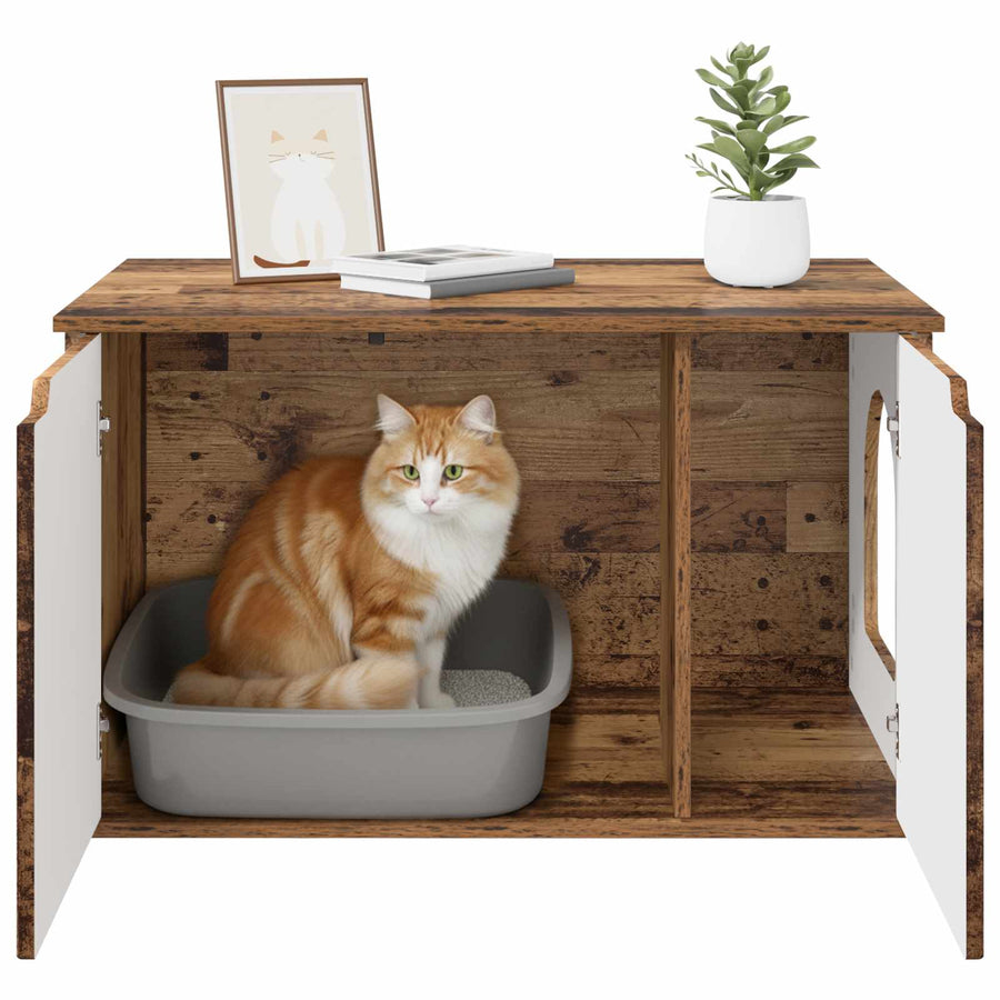Kattenhuis Oudhout 85 x 55 x 53,5 cm Bewerkt hout