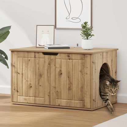 Kattenhuis Ambachtelijk eiken 85 x 55 x 53,5 cm Bewerkt hout