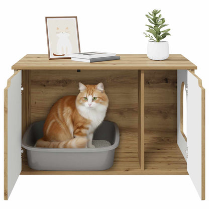Kattenhuis Ambachtelijk eiken 85 x 55 x 53,5 cm Bewerkt hout
