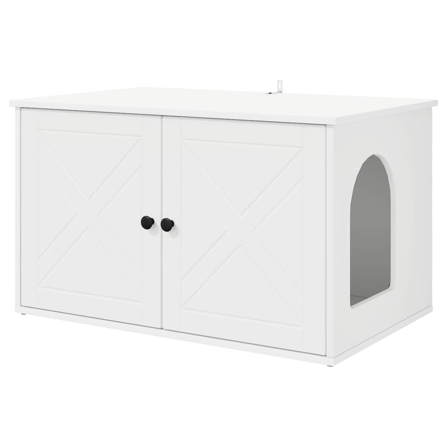 Kattenhuis Wit 85 x 55 x 50,5 cm Bewerkt hout