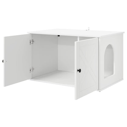 Kattenhuis Wit 85 x 55 x 50,5 cm Bewerkt hout