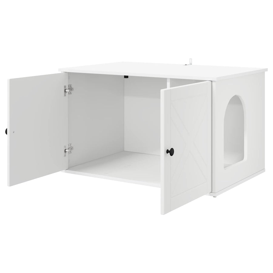 Kattenhuis Wit 85 x 55 x 50,5 cm Bewerkt hout