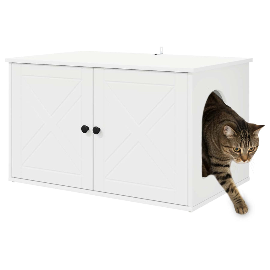 Kattenhuis Wit 85 x 55 x 50,5 cm Bewerkt hout