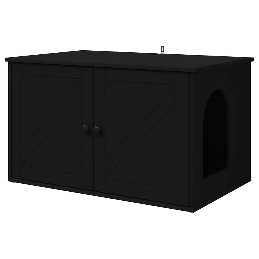 Kattenhuis Zwart 85 x 55 x 50,5 cm Bewerkt hout