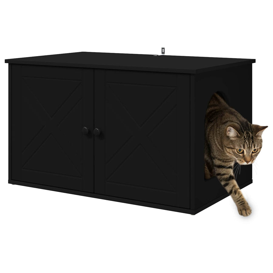 Kattenhuis Zwart 85 x 55 x 50,5 cm Bewerkt hout
